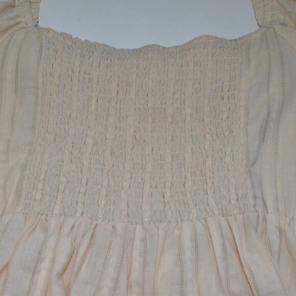 Urban Romantic Boho Square Neck Ruched Short Sleeve Ruffle Top Size L - Picture 10 of 10